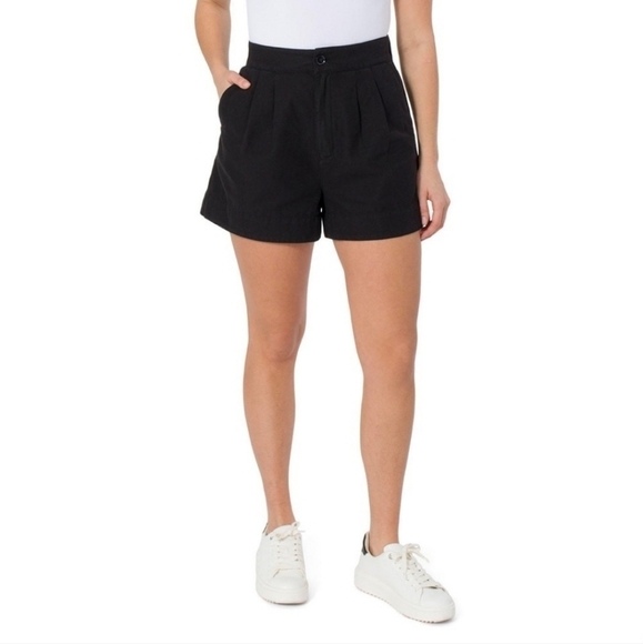 NWT Joie Cotton Linen Blend Pleated Black High Waist Women's Short Size M - Picture 2 of 9